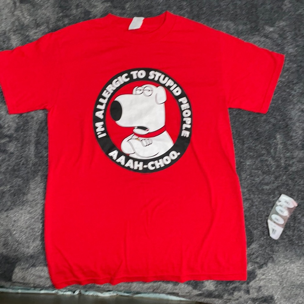 New without tag red “I’m allergic to stupid people” T-shirt